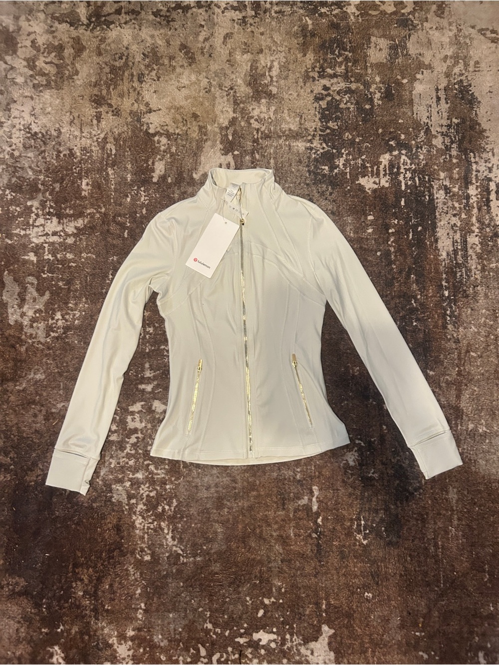 lululemon athletica Cream Zip-Up Bomber Jacket with Gold Hardware Set